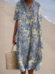 Bloemen midi jurk met V-hals - Rosalie