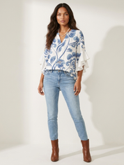 Bloemenblouse met ruchemouwen - Fleur
