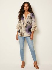 Bloemenblouse met ruchemouwen - Fleur
