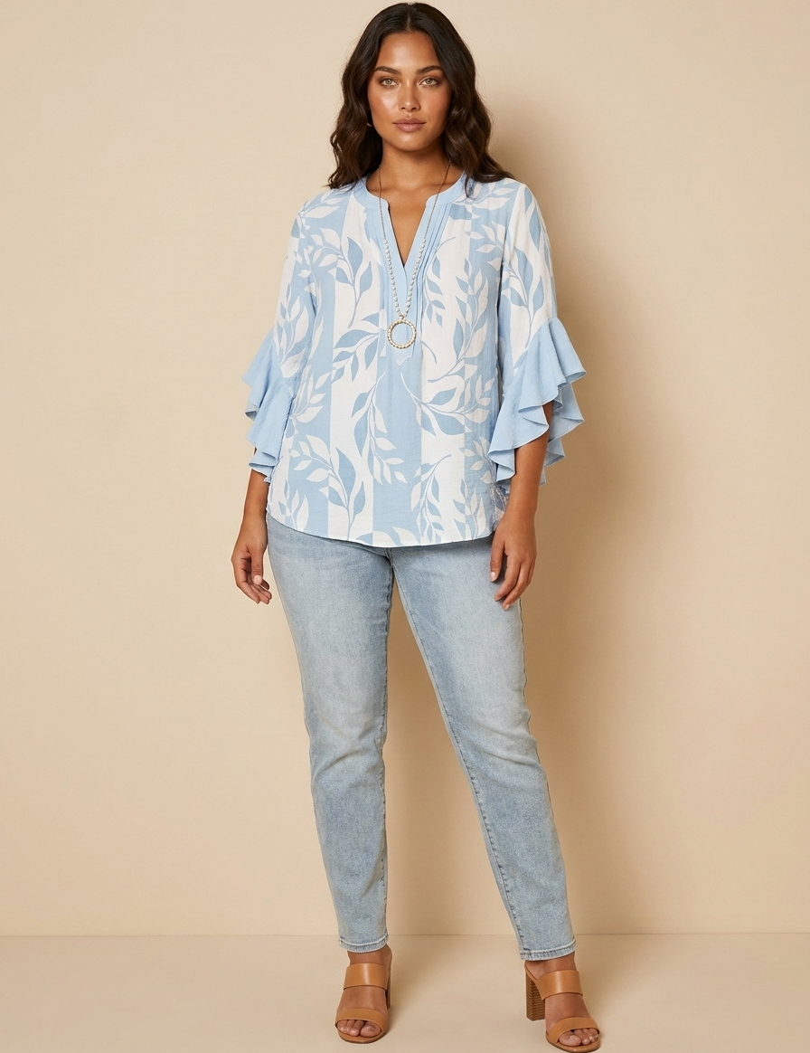Floral blouse with ruffled sleeves - Fleur