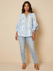 Bloemenblouse met ruchemouwen - Fleur