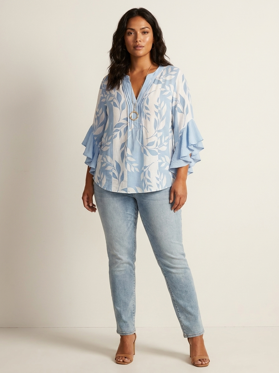 Bloemenblouse met ruchemouwen - Fleur