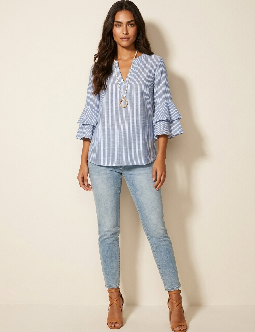 Floral blouse with ruffled sleeves - Fleur