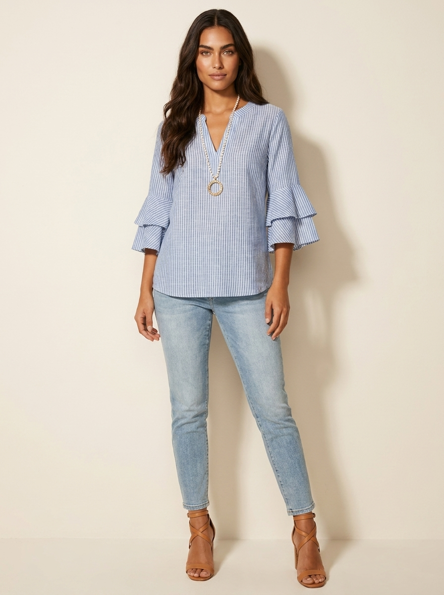 Bloemenblouse met ruchemouwen - Fleur