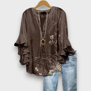 Bloemenblouse met ruchemouwen - Fleur