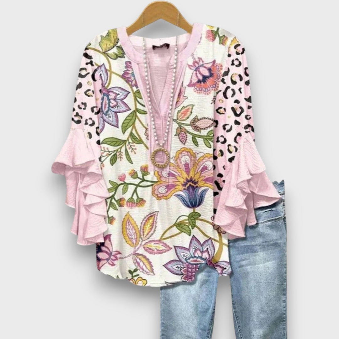 Bloemenblouse met ruchemouwen - Fleur