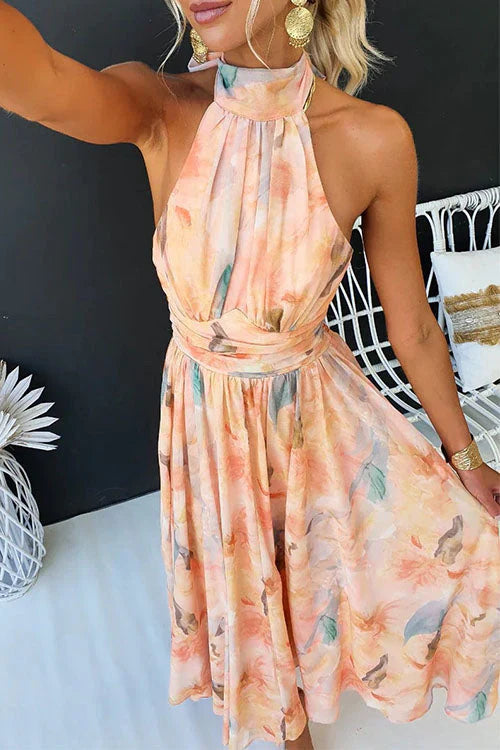 lange elegante jurk met zomerse uitstraling en flatterende pasvorm