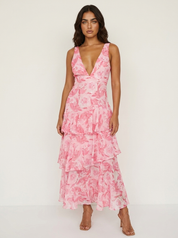 Bloemenprint maxi jurk met ruches - Rosalie