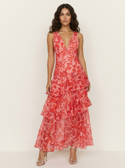 Bloemenprint maxi jurk met ruches - Rosalie