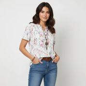 Bloemenprint dames V-hals blouse – Isabelle