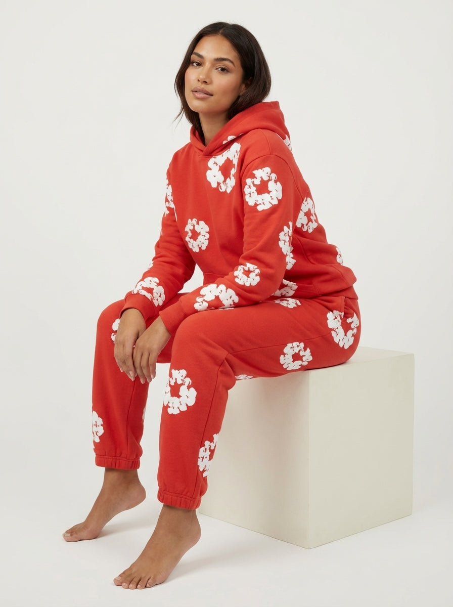 Bloemenprint trainingspak – unisex hoodie & jogger