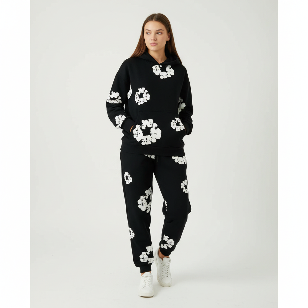 Bloemenprint trainingspak – unisex hoodie & jogger