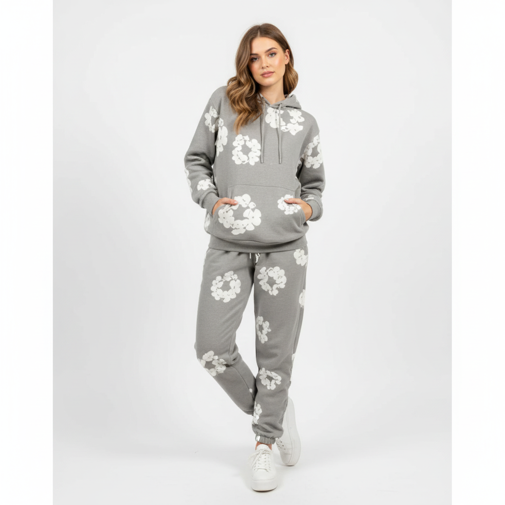 Bloemenprint trainingspak – unisex hoodie & jogger