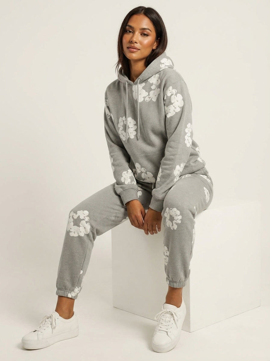 Bloemenprint trainingspak – unisex hoodie & jogger