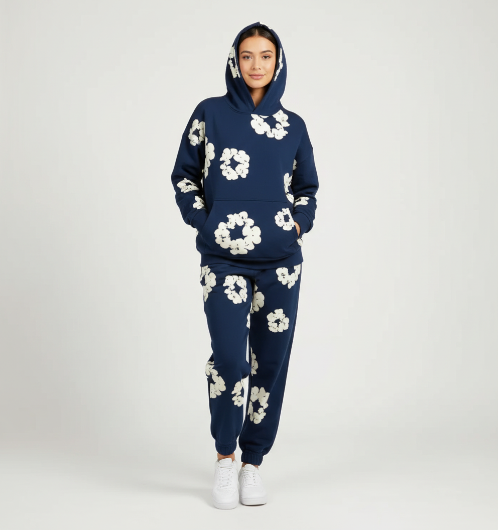 Bloemenprint trainingspak – unisex hoodie & jogger