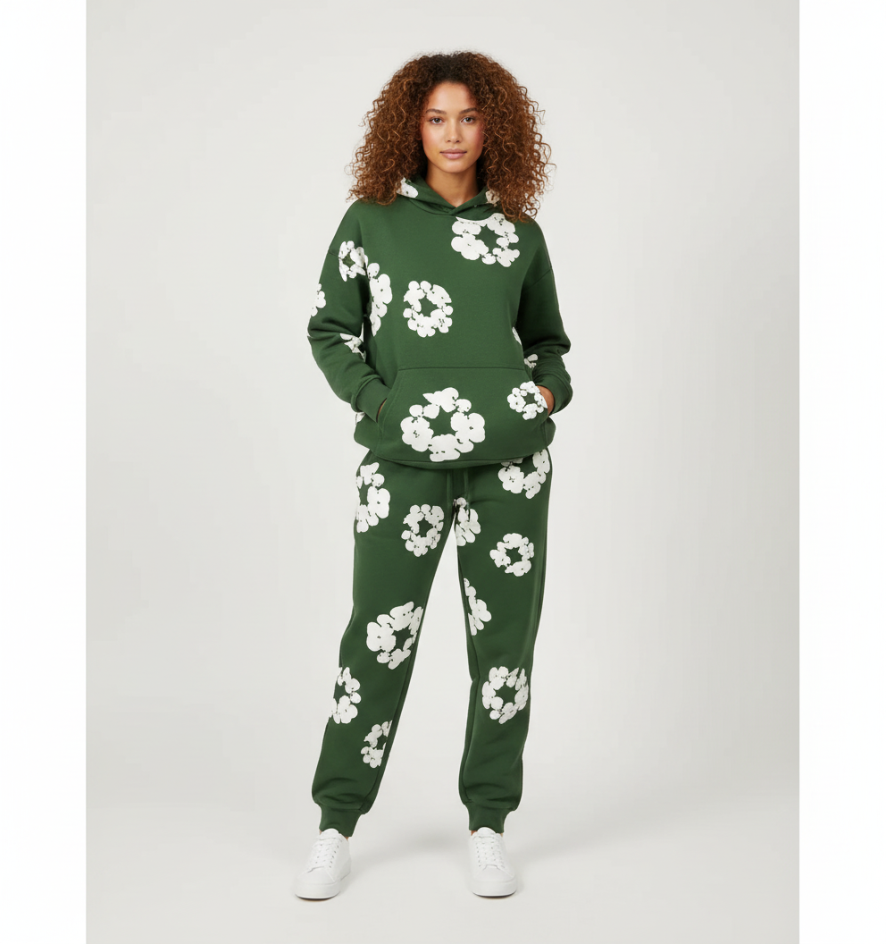 Bloemenprint trainingspak – unisex hoodie & jogger