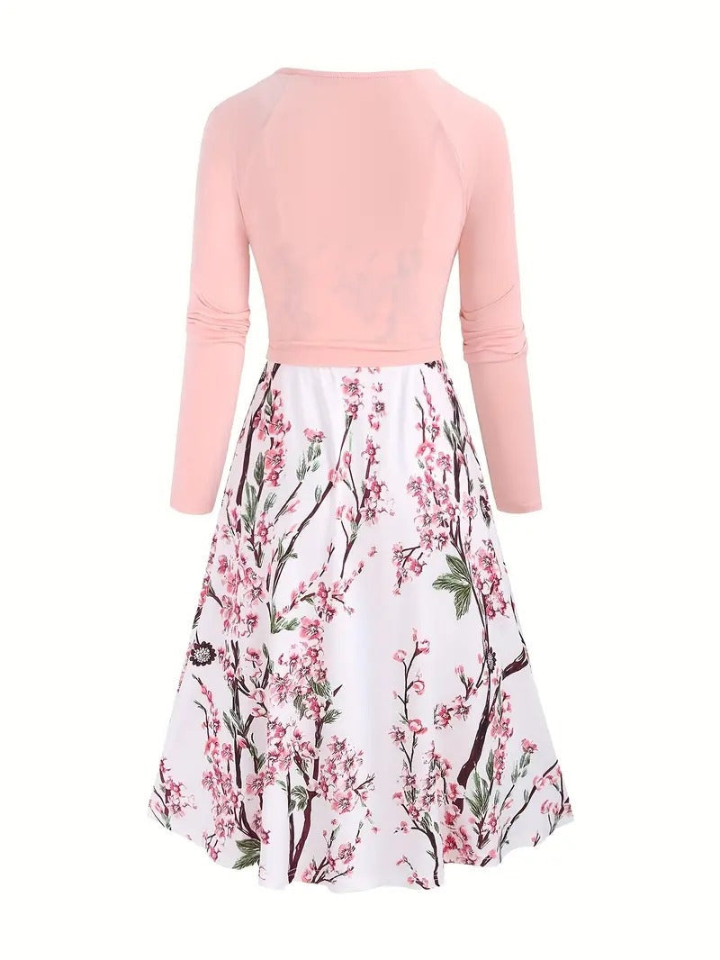 Bloemrijke midi jurk met strikdetail – Vanja