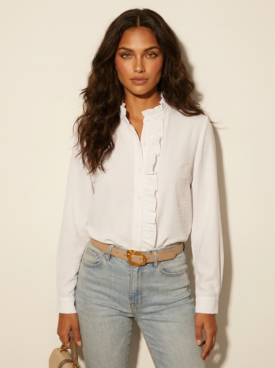 Blouse met ruches en elegante kraag - Charlotte