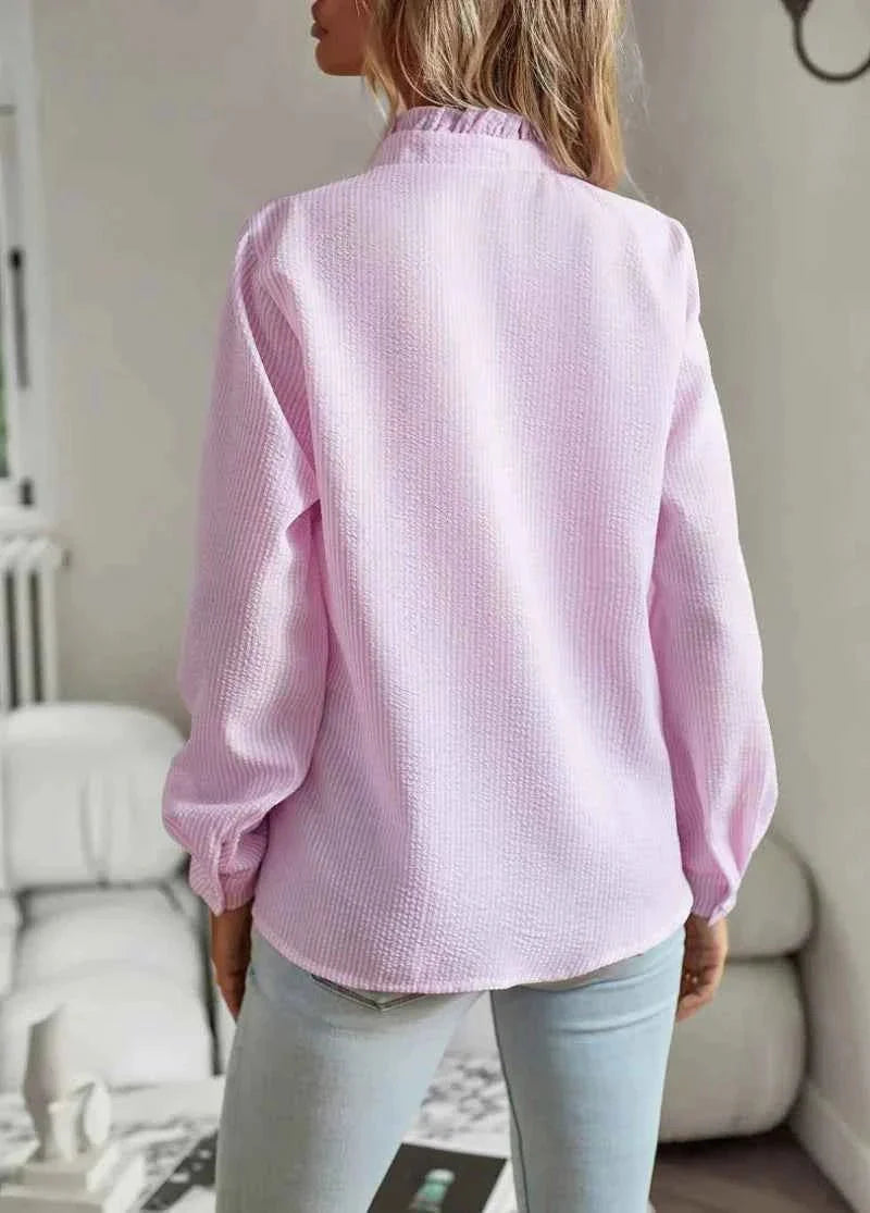 Blouse met ruches en elegante kraag - Charlotte