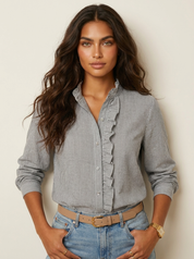 Blouse met ruches en elegante kraag - Charlotte