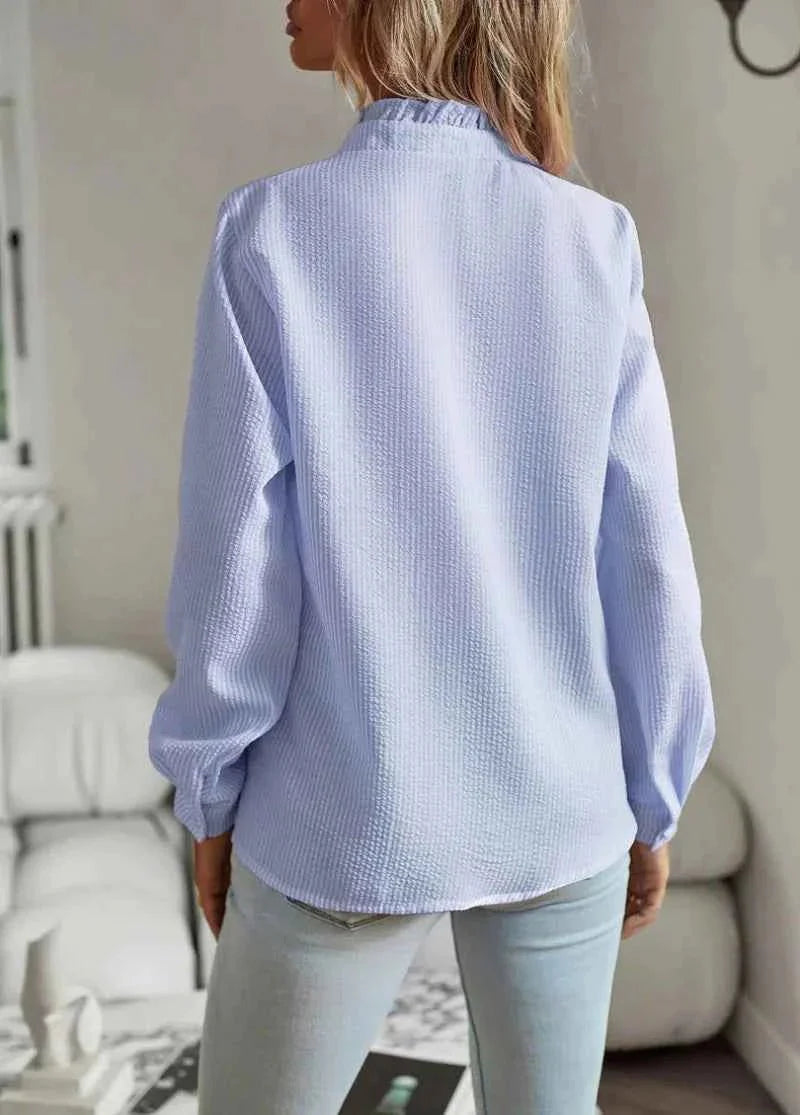 Blouse met ruches en elegante kraag - Charlotte