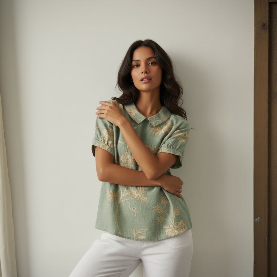 elegante damesblouse met romantische en tijdloze uitstraling.