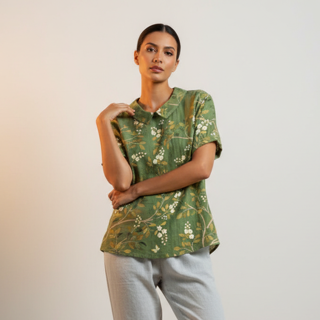 elegante damesblouse met romantische en tijdloze uitstraling.