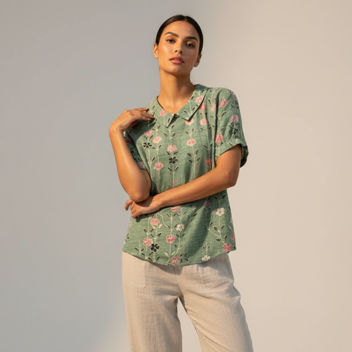 elegante damesblouse met romantische en tijdloze uitstraling.