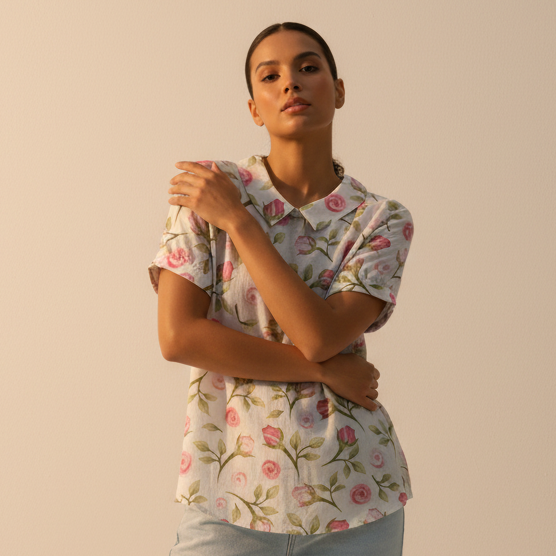 elegante damesblouse met romantische en tijdloze uitstraling.