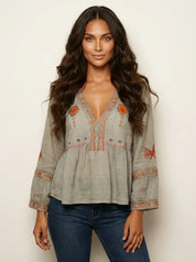 Bohemian blouse met borduursels - Isla