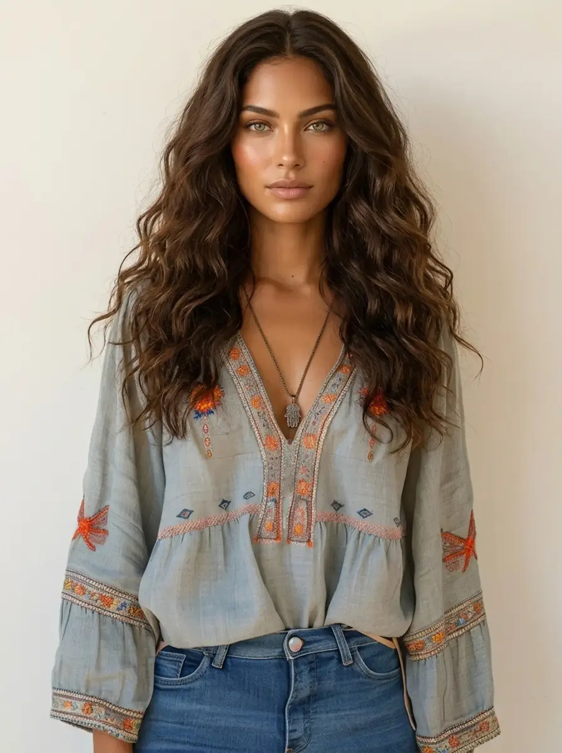 Bohemian blouse met borduursels - Isla