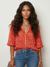 Bohemian blouse met subtiele print - Luna