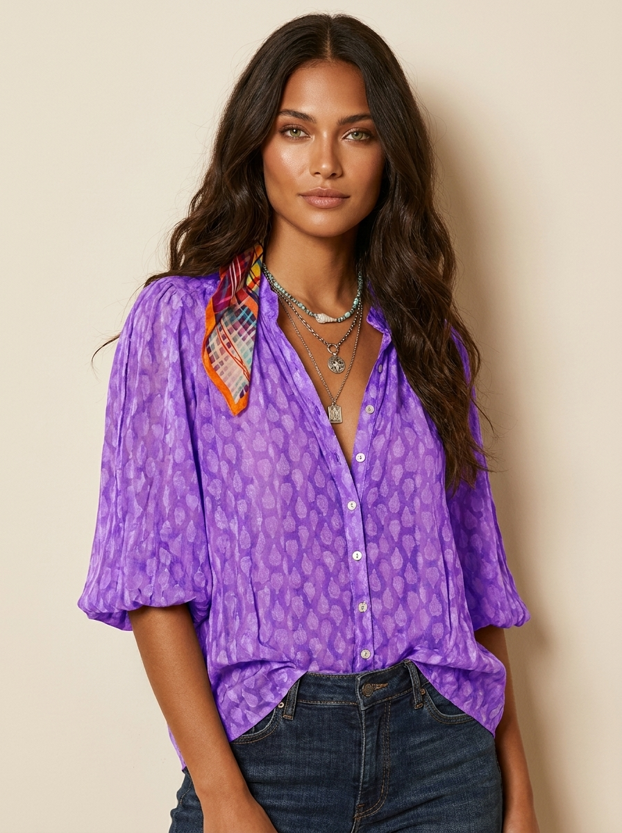 Bohemian blouse met subtiele print - Luna