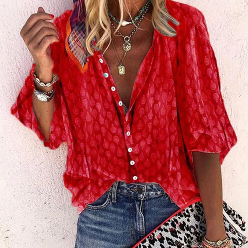 Bohemian blouse met subtiele print - Luna