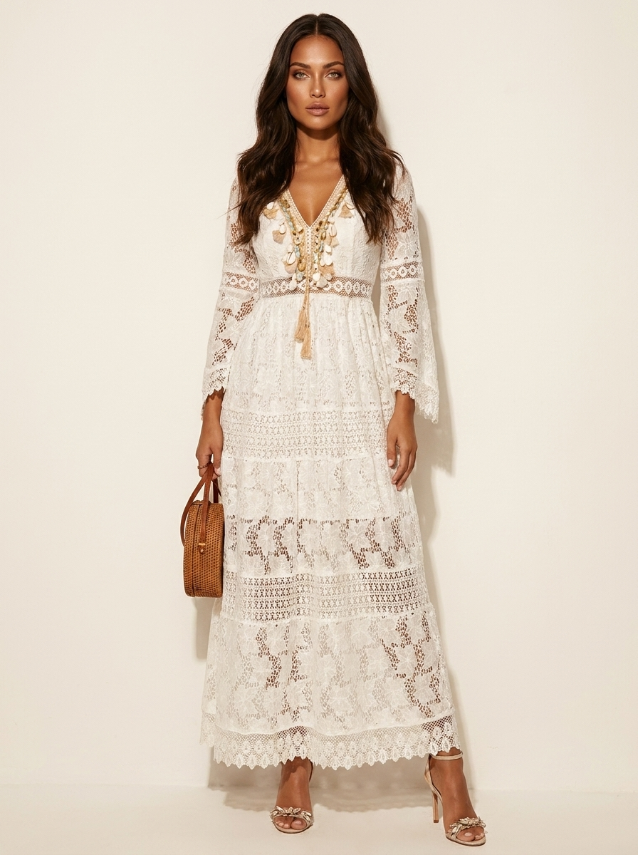 Bohemian kanten maxi jurk - Luna