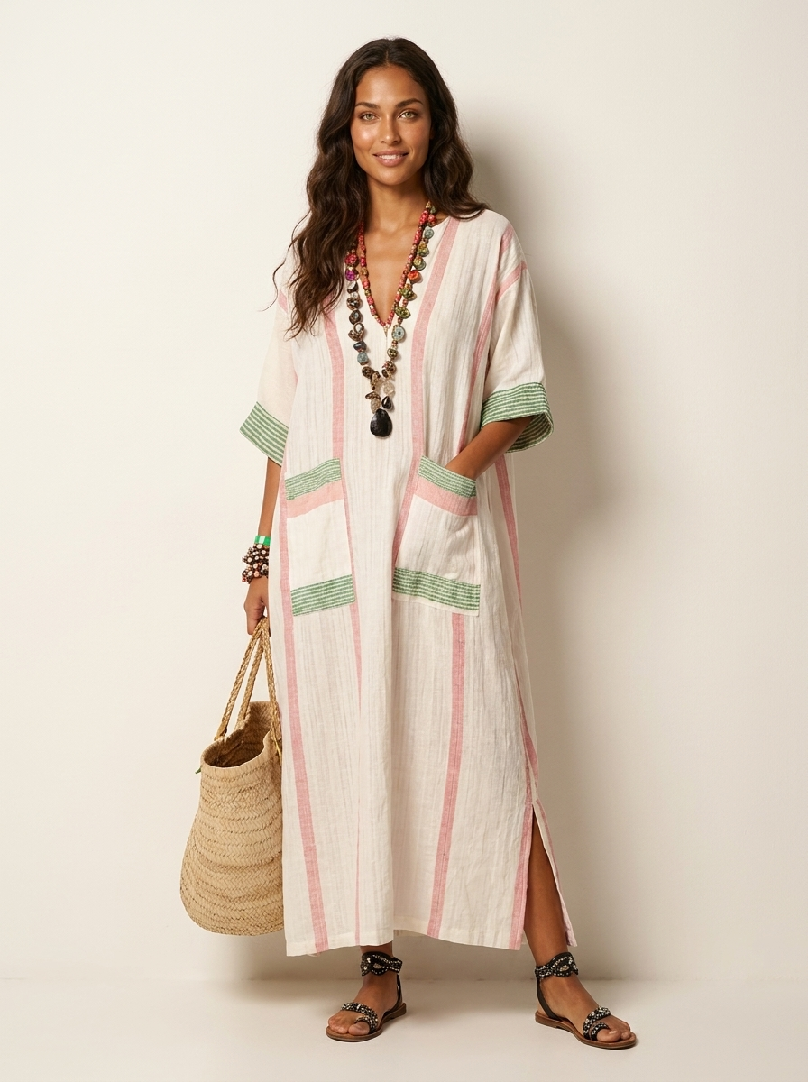 Bohemian maxi jurk met V-hals - Estelle