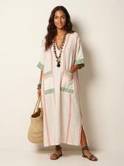 Bohemian maxi jurk met V-hals - Estelle