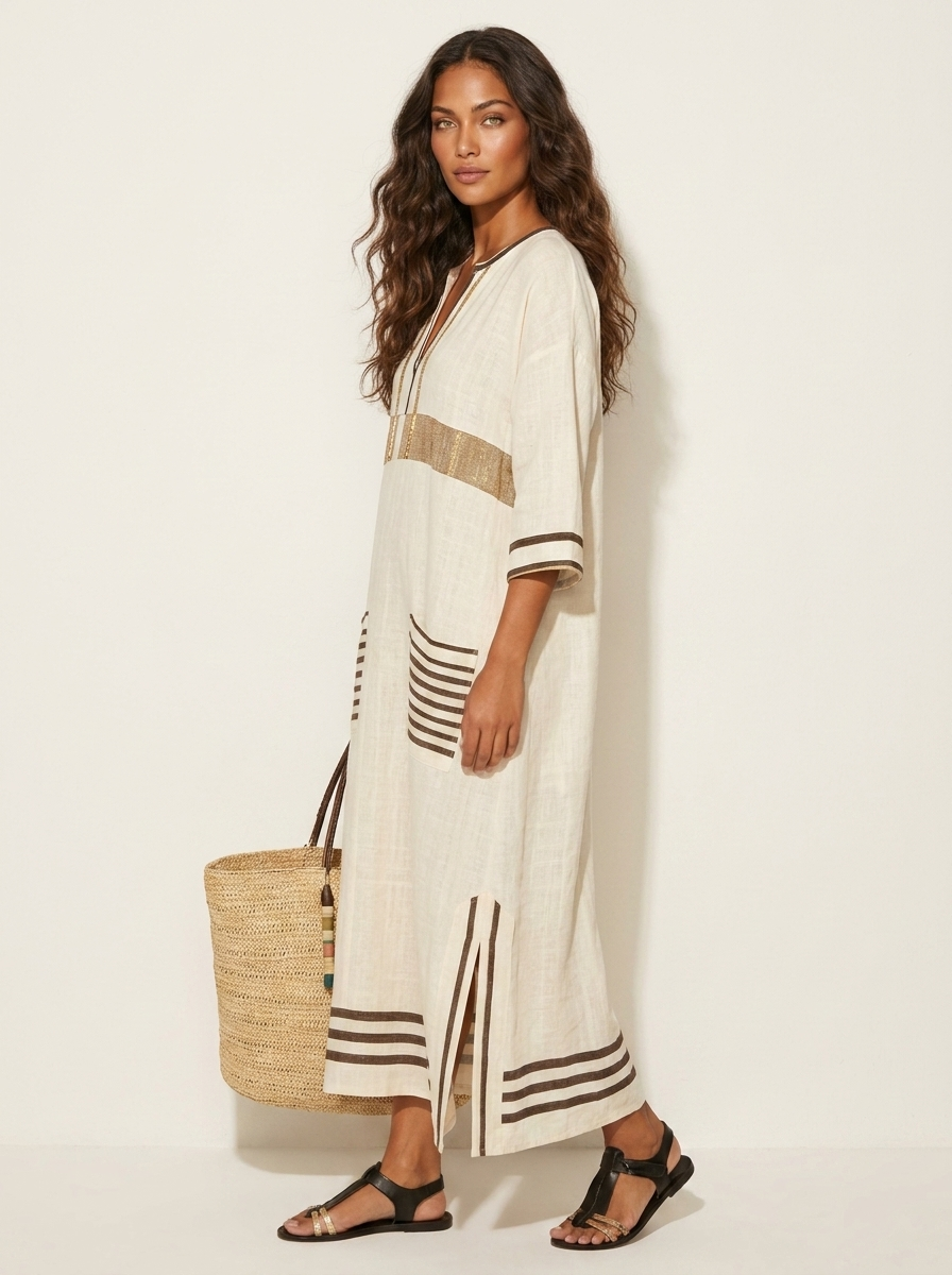 Bohemian maxi jurk met V-hals - Estelle