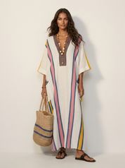 Bohemian maxi jurk met V-hals - Estelle
