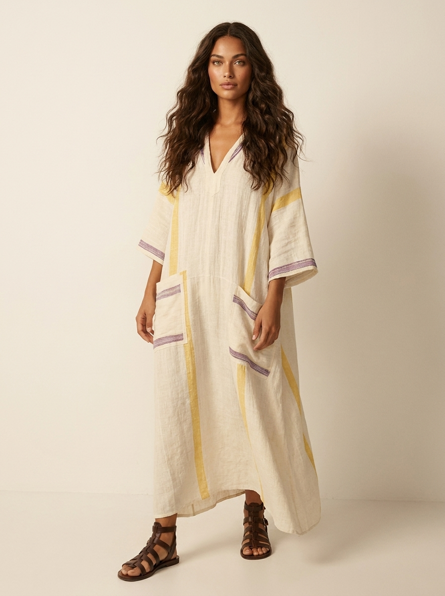 Bohemian maxi jurk met V-hals - Estelle