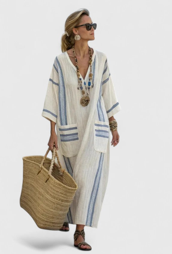Bohemian maxi jurk met V-hals - Estelle