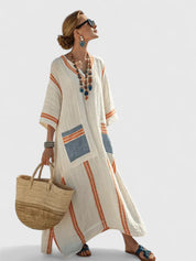 Bohemian maxi jurk met V-hals - Estelle