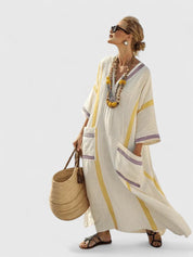 Bohemian maxi jurk met V-hals - Estelle