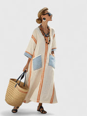 Bohemian maxi jurk met V-hals - Estelle