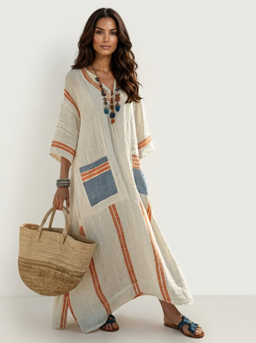 Bohemian maxi jurk met V-hals - Estelle
