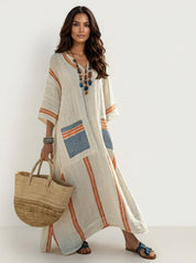 Bohemian maxi jurk met V-hals - Estelle