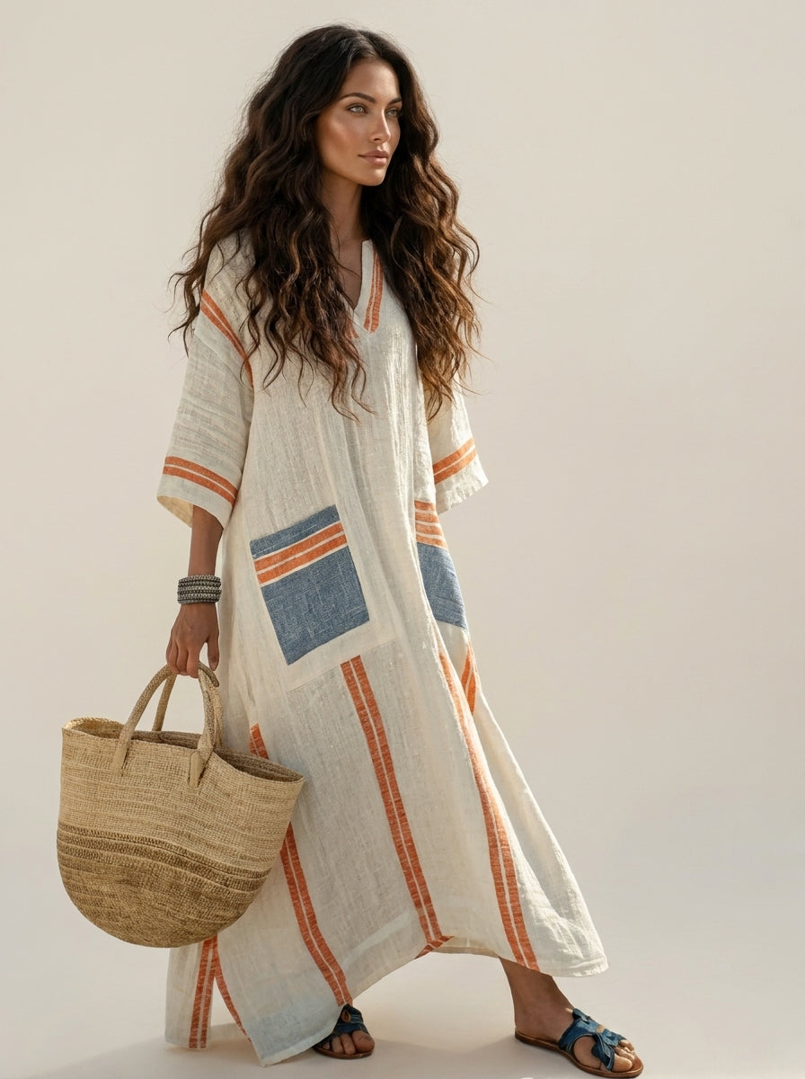 Bohemian maxi jurk met V-hals - Estelle