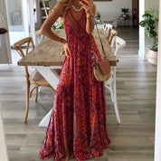 Bohemian maxi jurk met V-hals - Luna