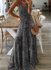Bohemian maxi jurk met V-hals - Luna