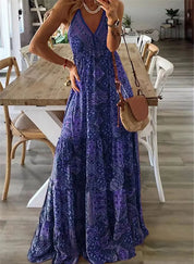 Bohemian maxi jurk met V-hals - Luna
